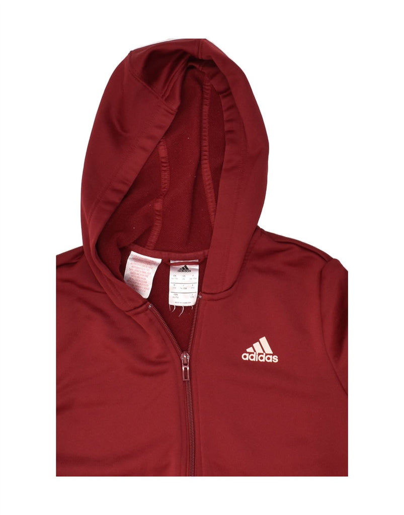 ADIDAS Boys Zip Hoodie Sweater 14-15 Years  Red Polyester | Vintage Adidas | Thrift | Second-Hand Adidas | Used Clothing | Messina Hembry 