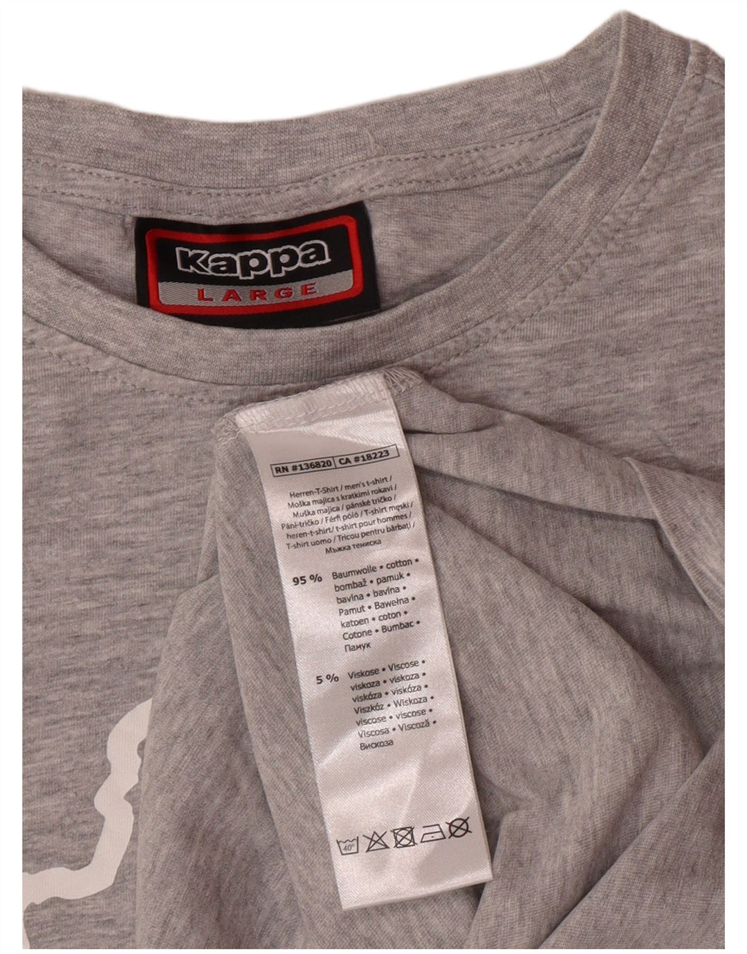 KAPPA Mens Graphic T-Shirt Top Large Grey Flecked Cotton