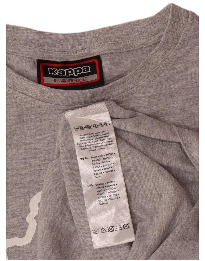 KAPPA Mens Graphic T-Shirt Top Large Grey Flecked Cotton
