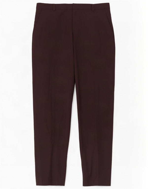 Topshop Womens Slim Suit Trousers UK 12 Medium W30 L27 Burgundy Polyester