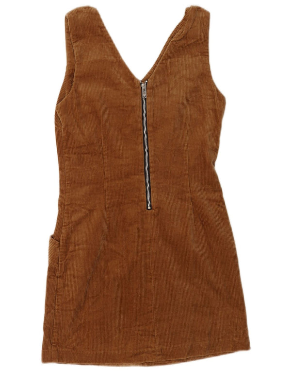Jack Wills Womens Corduroy Sleeveless Pinafore Dress UK 6 XS Brown Cotton