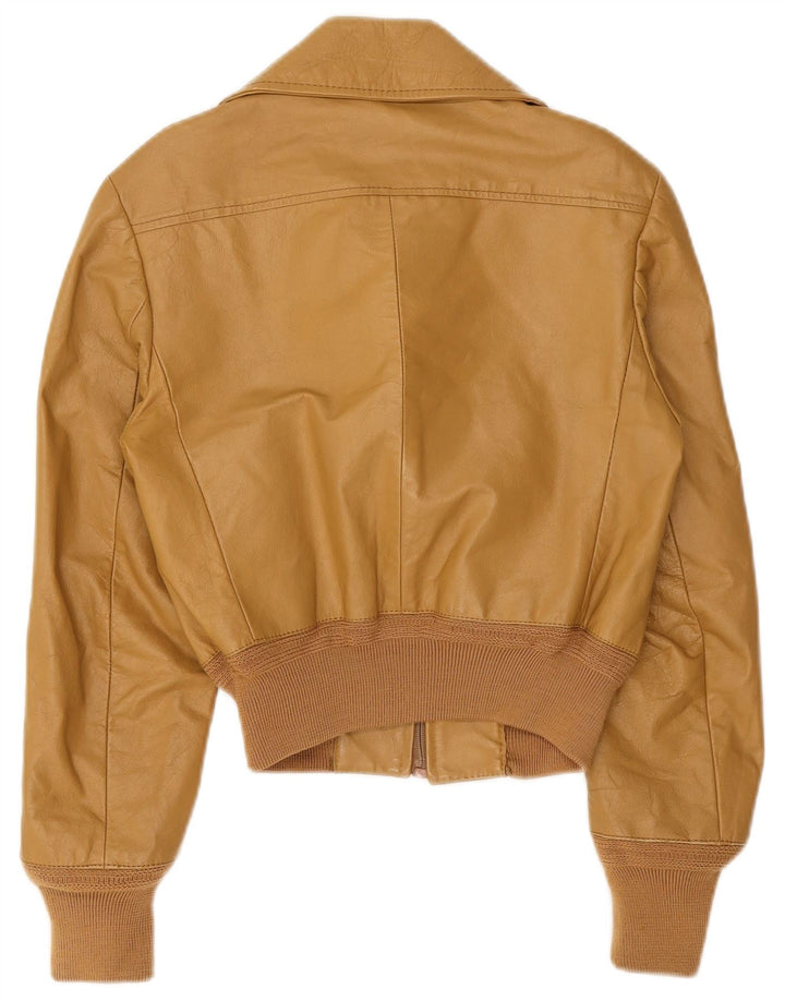 Confezioni Womens Leather Jacket IT 44 Medium Beige Leather