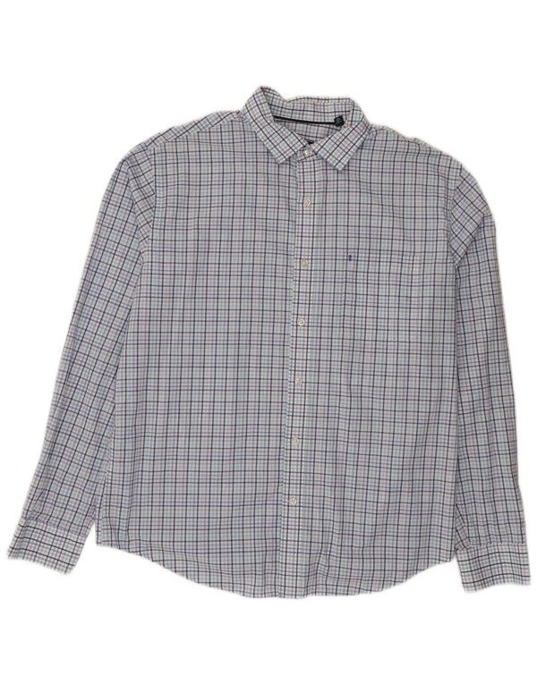 Izod Mens Shirt Size 16 1/2 Large Blue Check Cotton