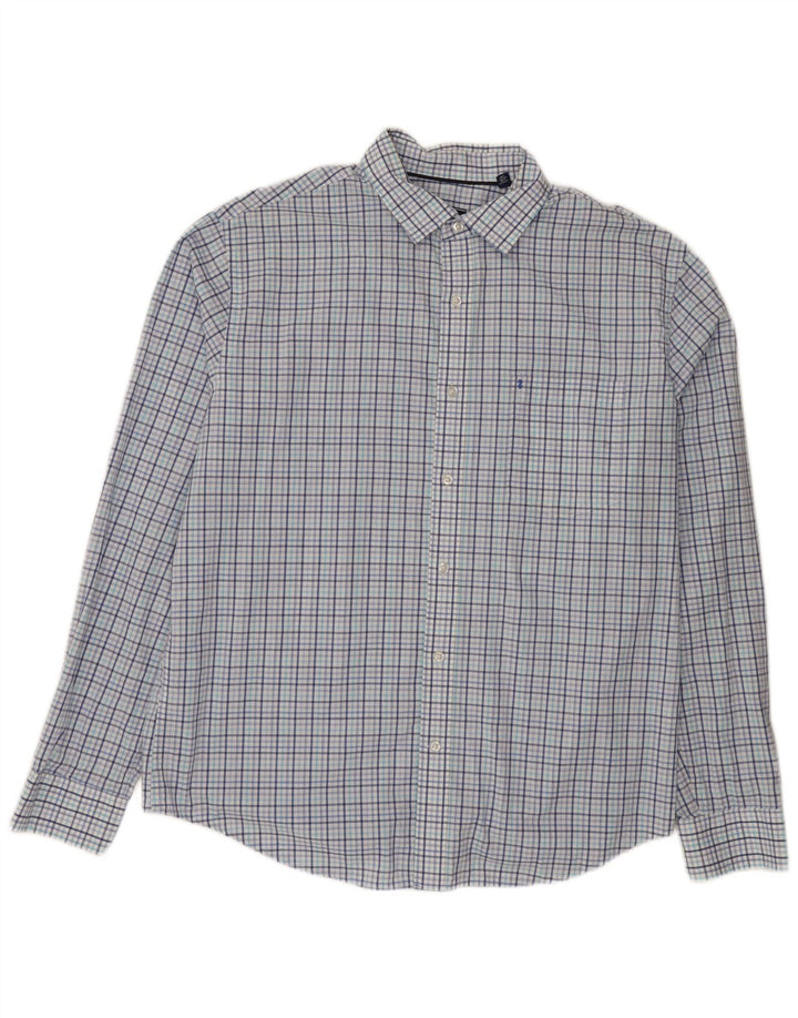 Izod Mens Shirt Size 16 1/2 Large Blue Check Cotton