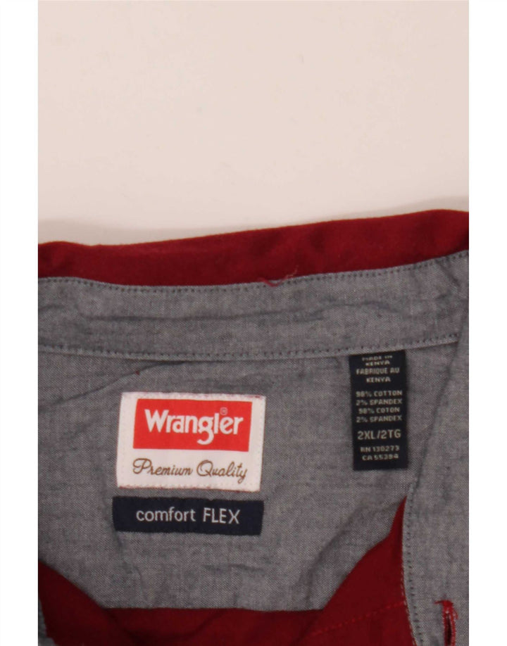 Wrangler Mens Flex Shirt 2XL Burgundy Cotton