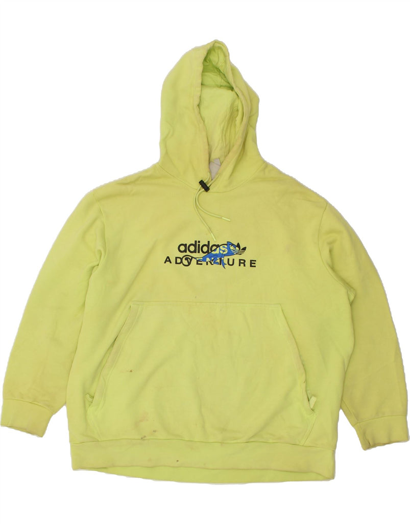 ADIDAS Mens Graphic Hoodie Jumper 2XL Yellow Cotton | Vintage Adidas | Thrift | Second-Hand Adidas | Used Clothing | Messina Hembry 