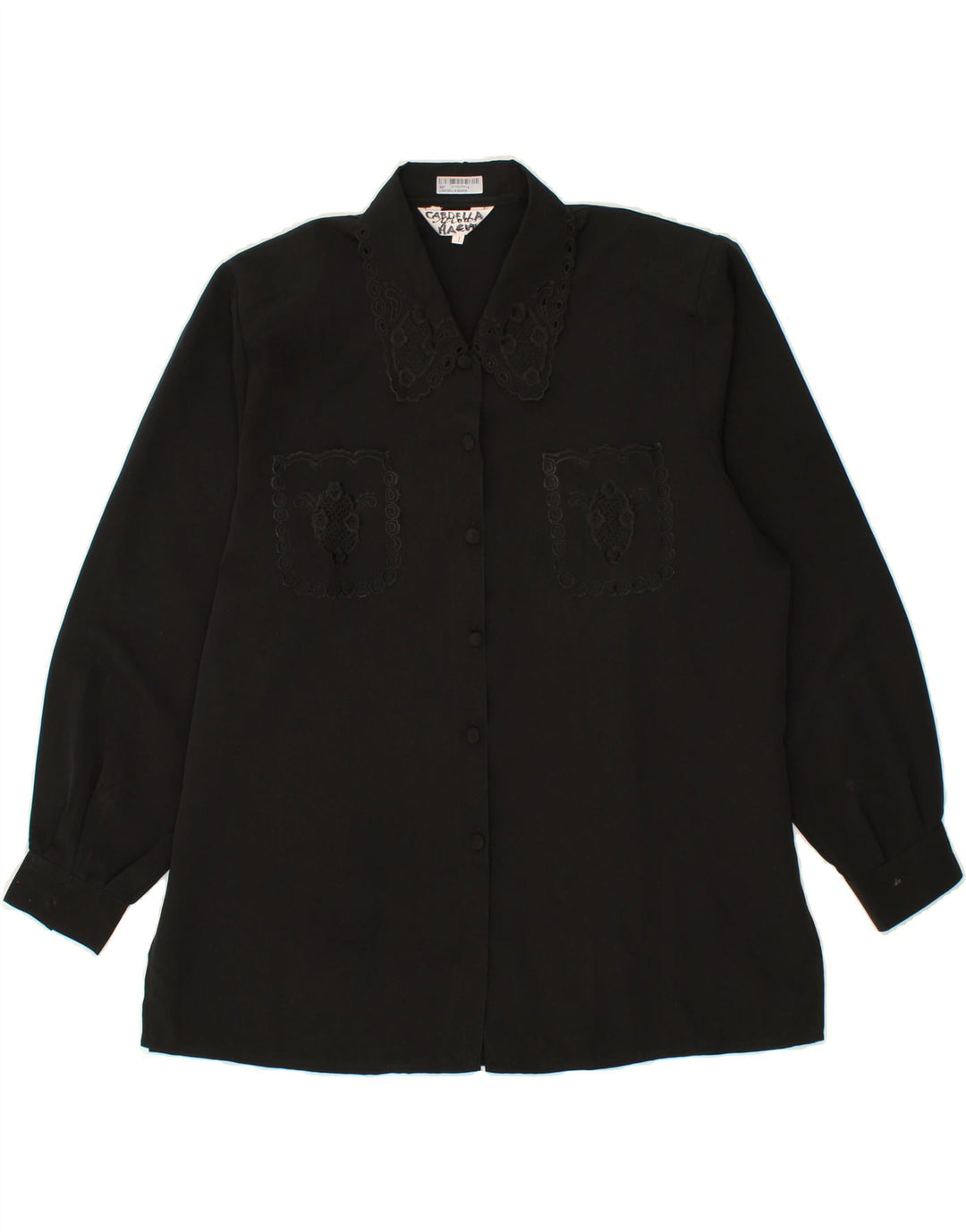 VINTAGE Womens Shirt Blouse UK 16 Large Black Vintage Vintage and Second-Hand Vintage from Messina Hembry 