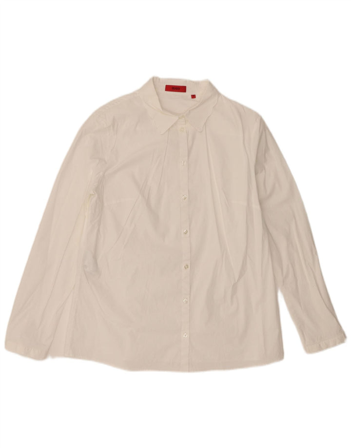 Hugo Boss Womens Shirt IT 42 Medium White Cotton
