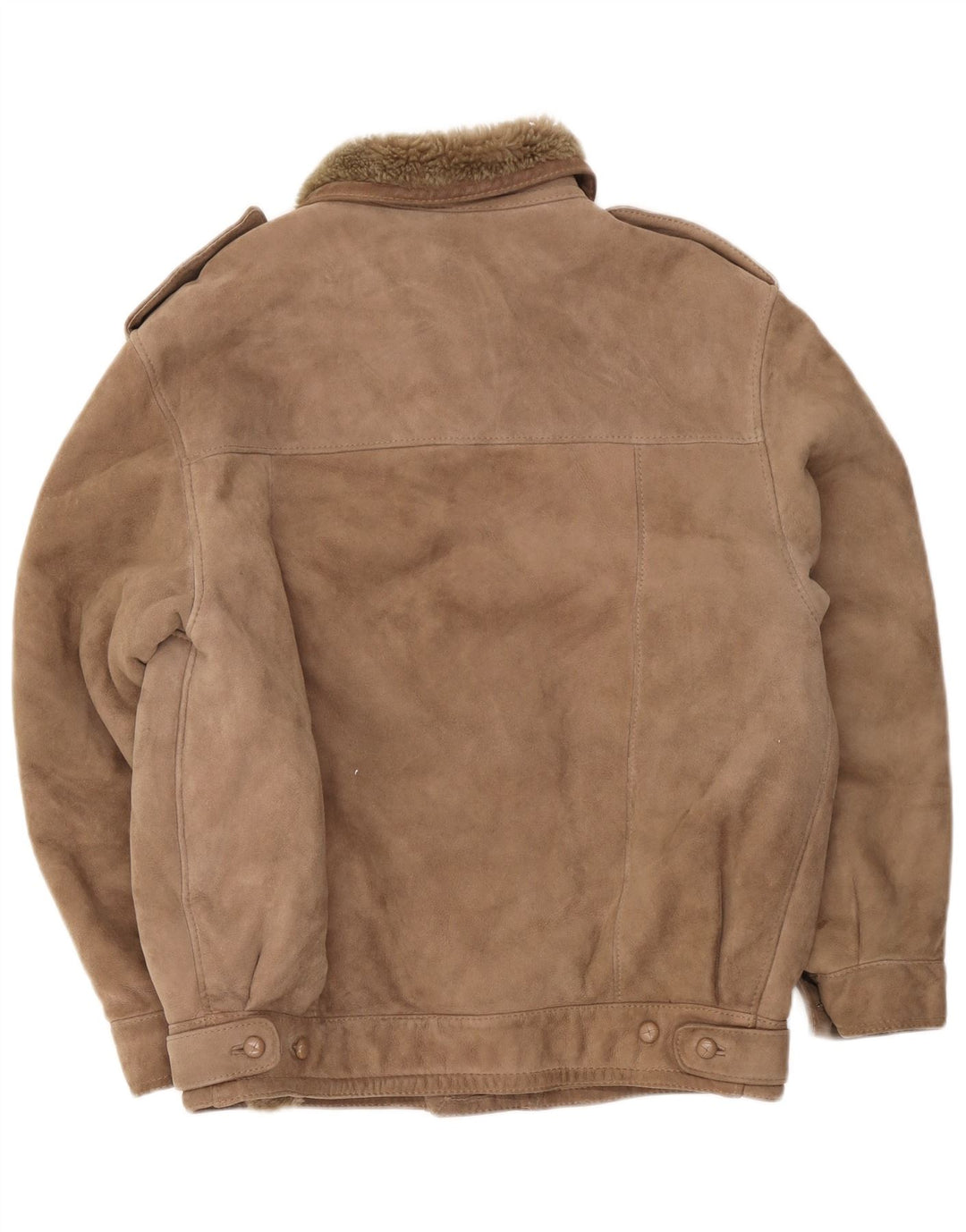 Vintage Mens Military Shearling Jacket IT 52 XL Beige