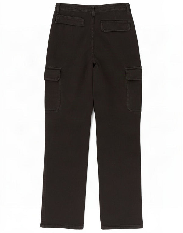 Zara Womens Straight Cargo Trousers EU 38 Small W28 L30 Black Cotton