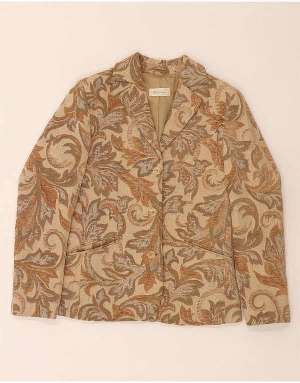 Nienhaus Womens 3 Button Blazer Jacket UK 19 XL Beige Paisley Viscose