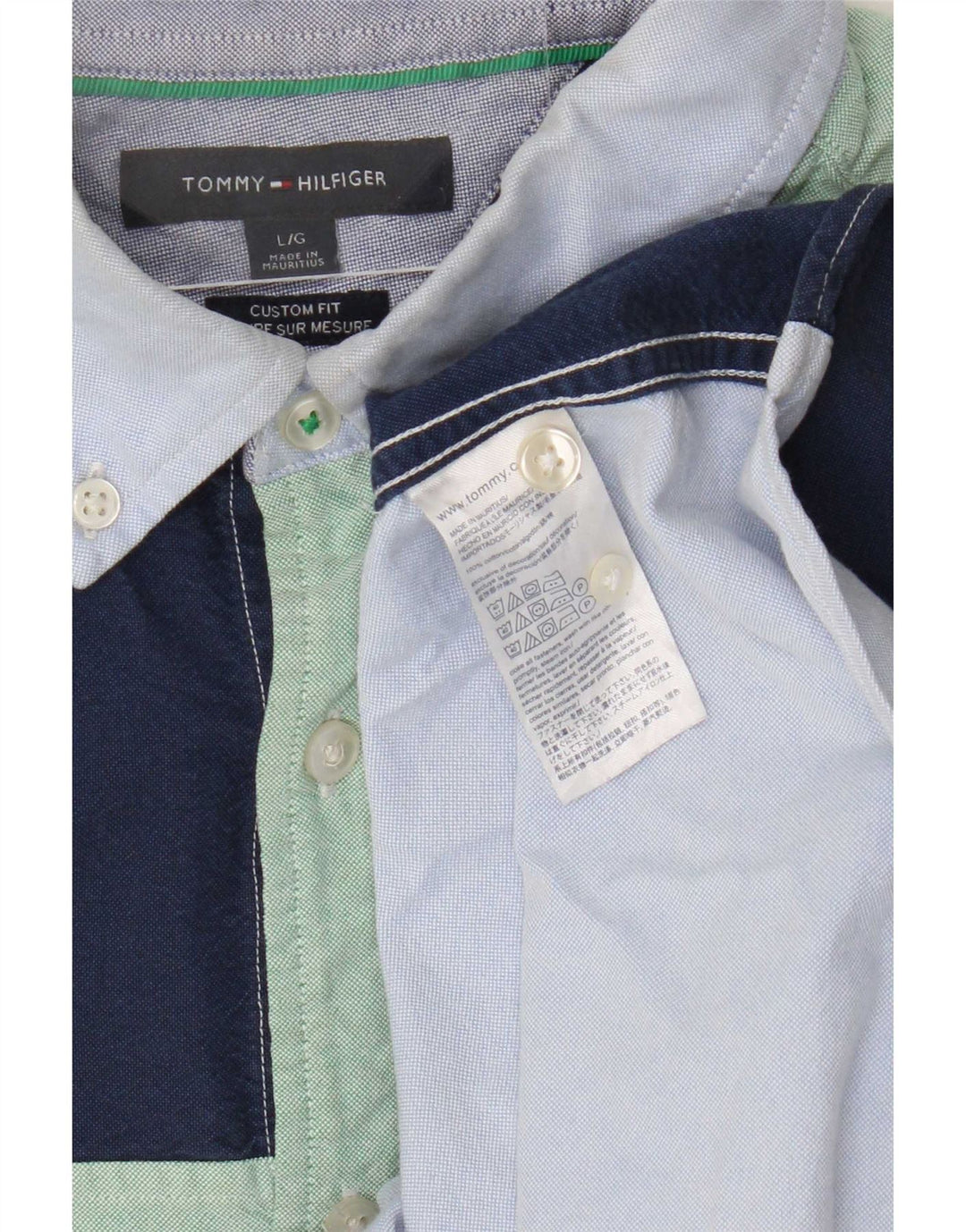 Tommy Hilfiger Mens Short Sleeve Shirt Large Navy Blue Colourblock