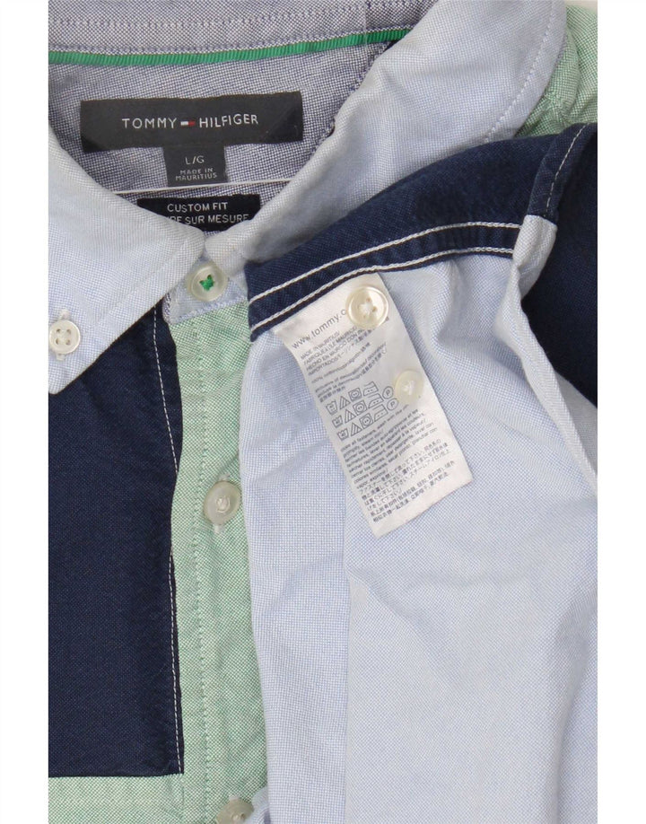 Tommy Hilfiger Mens Short Sleeve Shirt Large Navy Blue Colourblock