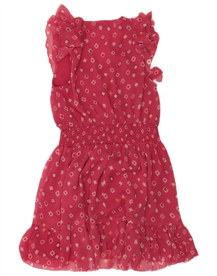 PEPE Jeans Womens Empire Dress UK 10 Small Pink Geometric Polyester