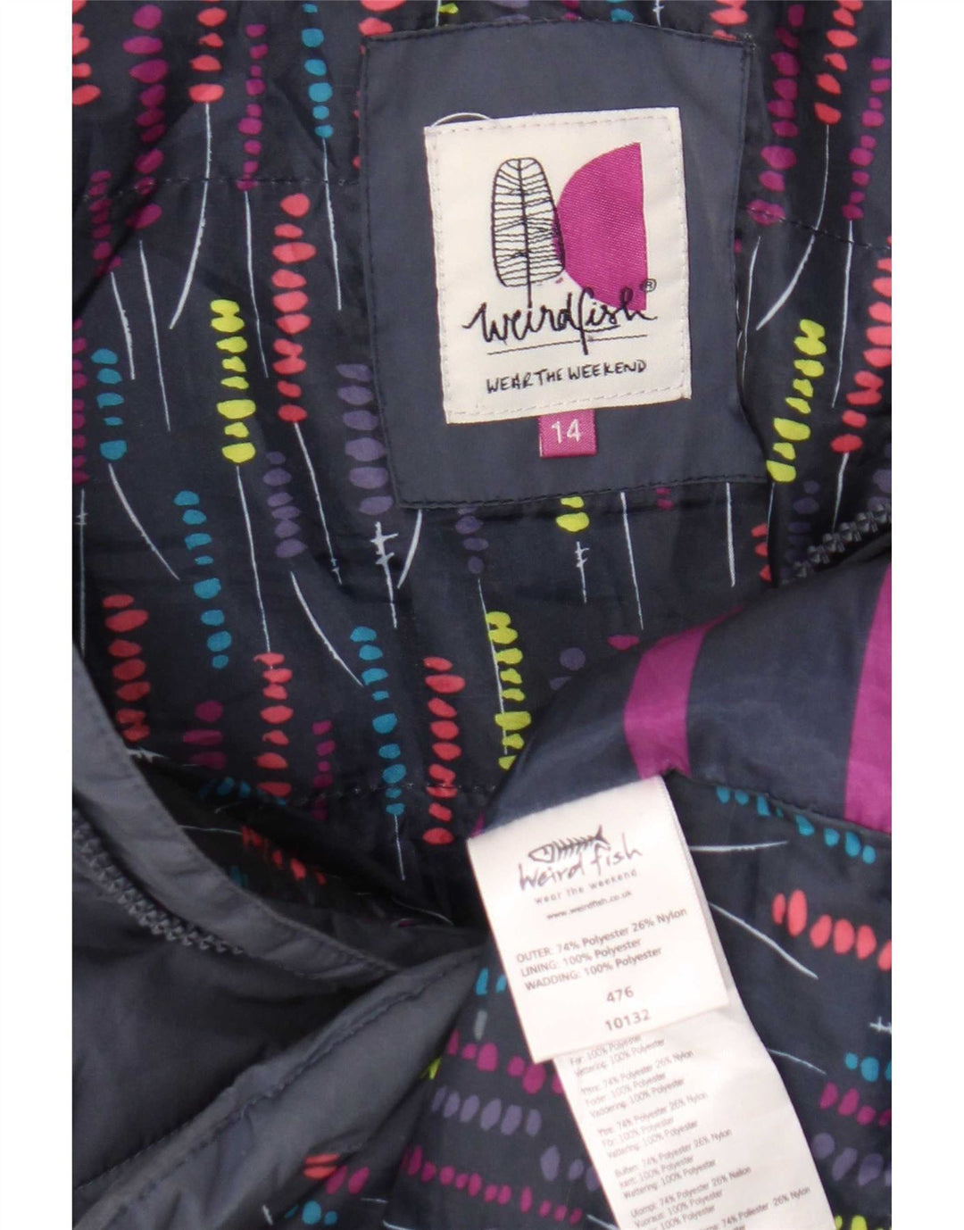 Weird Fish Womens Padded Gilet UK 14 Large Navy Blue Polyester