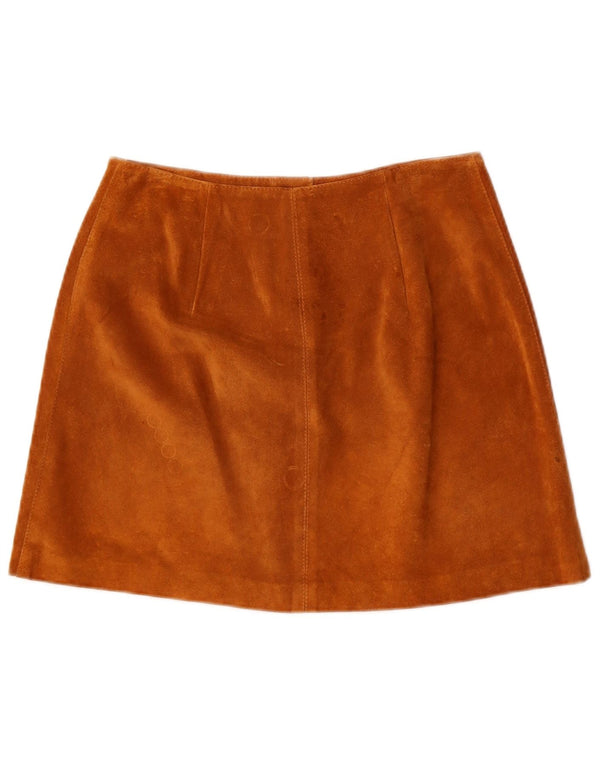 Vintage Womens Suede A-Line Skirt IT 42 Medium W26  Brown Leather