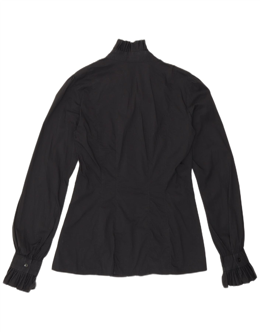 Benetton Womens Long Sleeve Shirt Blouse UK 14 Medium Black