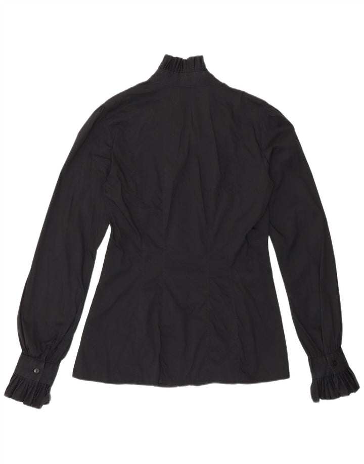 Benetton Womens Long Sleeve Shirt Blouse UK 14 Medium Black