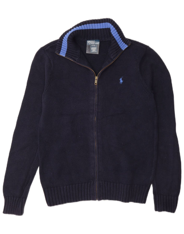 Polo Ralph Lauren Boys Cardigan Sweater 14-15 Years Large Navy Blue Cotton