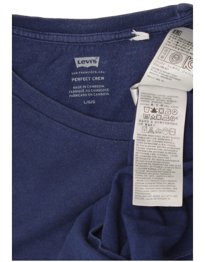 Levi's Womens T-Shirt Top UK 16 Large Navy Blue Cotton