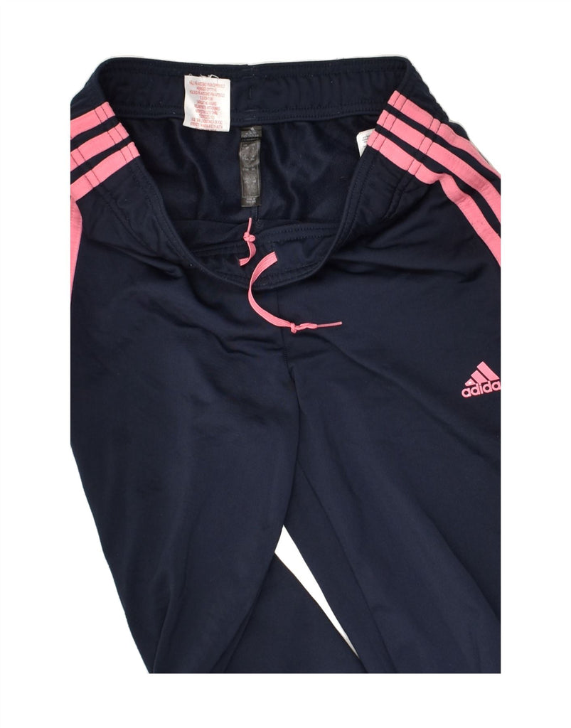 ADIDAS Girls Tracksuit Trousers Joggers 13-14 Years Navy Blue Polyester | Vintage Adidas | Thrift | Second-Hand Adidas | Used Clothing | Messina Hembry 