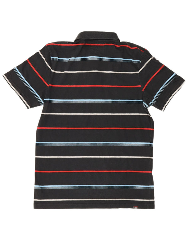 Vans Mens Polo Shirt Large Black Striped Cotton