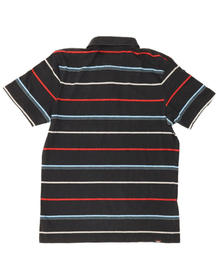 Vans Mens Polo Shirt Large Black Striped Cotton