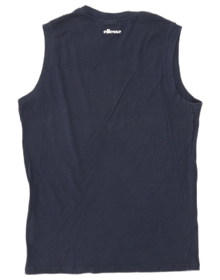 ELLESSE Womens Graphic Vest Top UK 16 Large Navy Blue Cotton