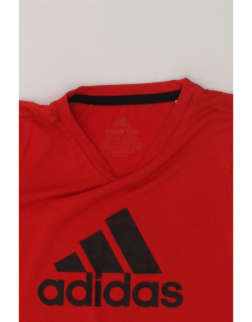 ADIDAS Boys Aeroready Graphic T-Shirt Top 5-6 Years Red Polyester | Vintage Adidas | Thrift | Second-Hand Adidas | Used Clothing | Messina Hembry 