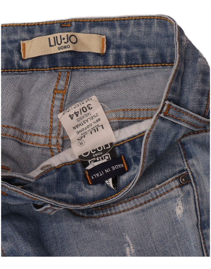 Liu Jo Mens Distressed Slim Jeans W30 L32 Blue Cotton