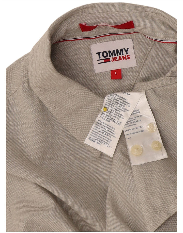 Tommy Hilfiger Mens Shirt Large Grey Cotton