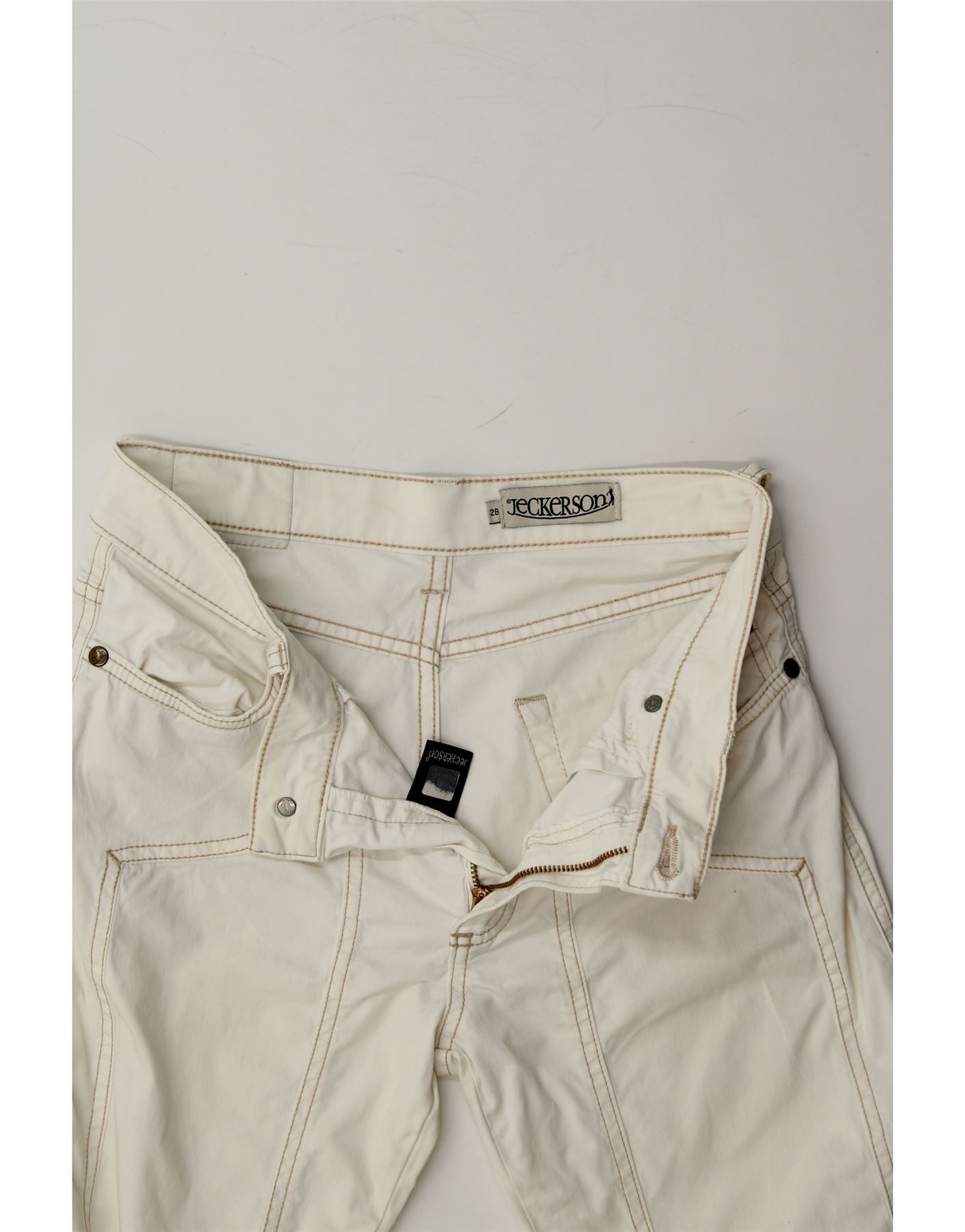 JECKERSON Womens Straight Casual Trousers W28 L28 White Vintage