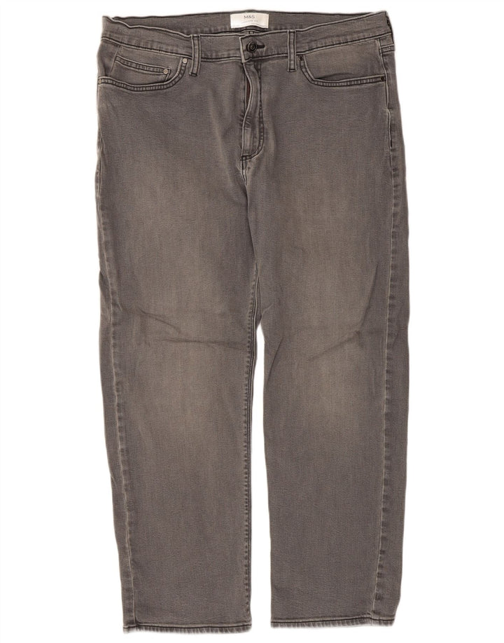 Marks & Spencer Mens Straight Jeans W36 L29 Grey Cotton