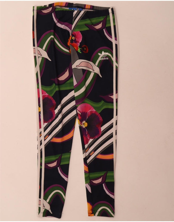 Adidas Womens Leggings UK 10 Small Multicoloured Floral Polyester