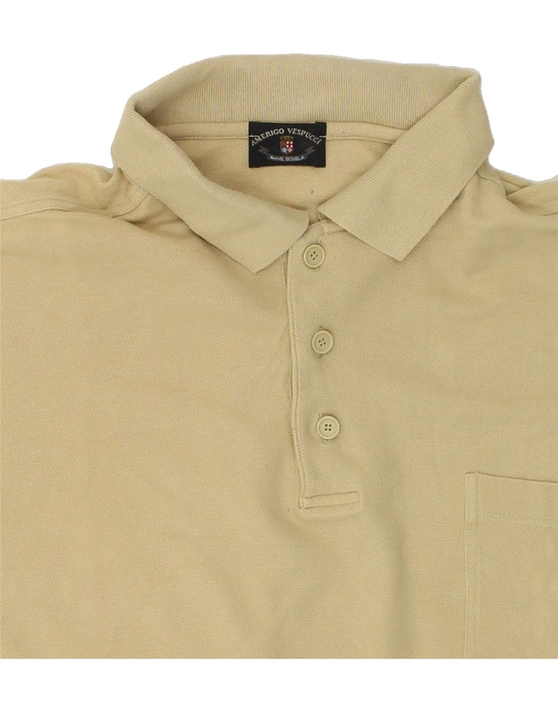 AMERIGO VESPUCCI Mens Polo Shirt XL Beige Cotton | Vintage Amerigo Vespucci | Thrift | Second-Hand Amerigo Vespucci | Used Clothing | Messina Hembry 