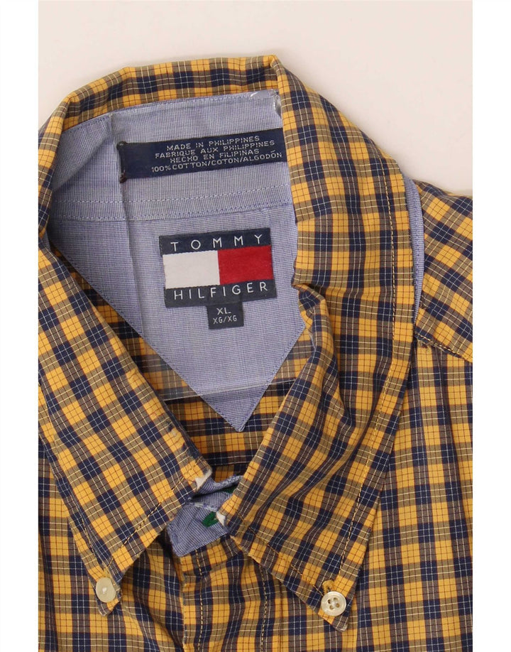 Tommy Hilfiger Mens Shirt XL Yellow Gingham Cotton