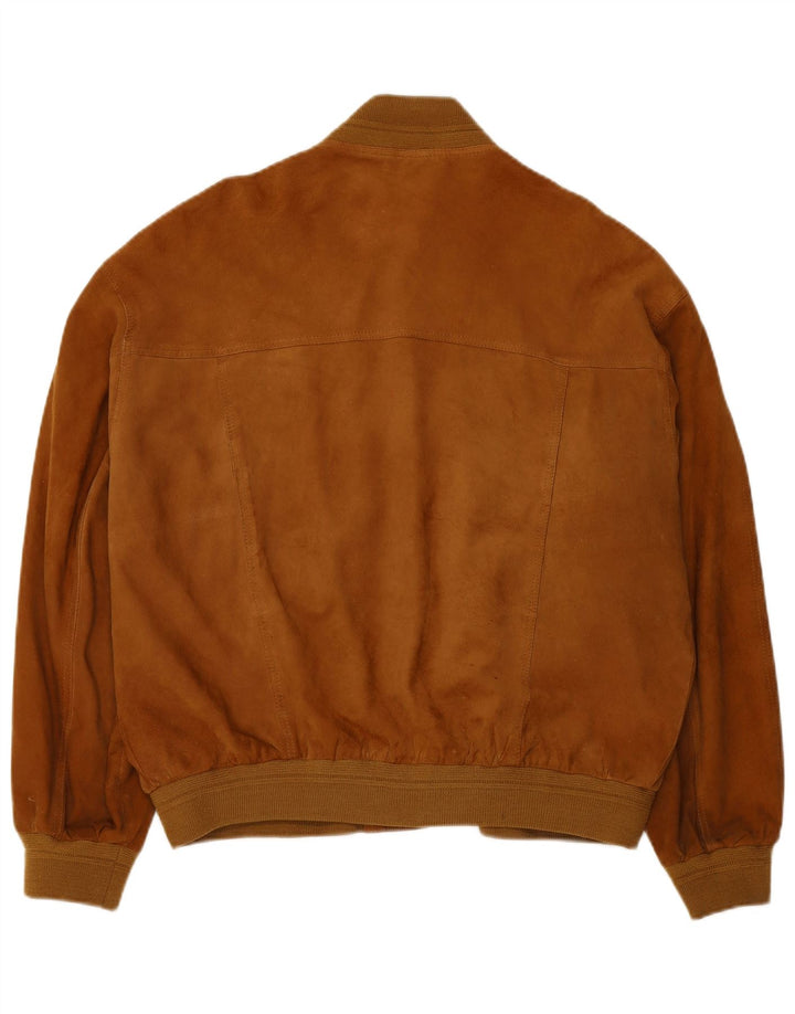 VINTAGE Mens Suede Bomber Jacket IT 52 XL Brown