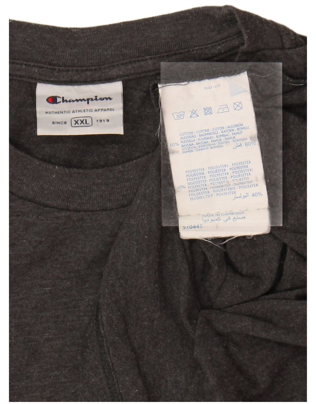 CHAMPION Mens Graphic T-Shirt Top 2XL Grey Cotton