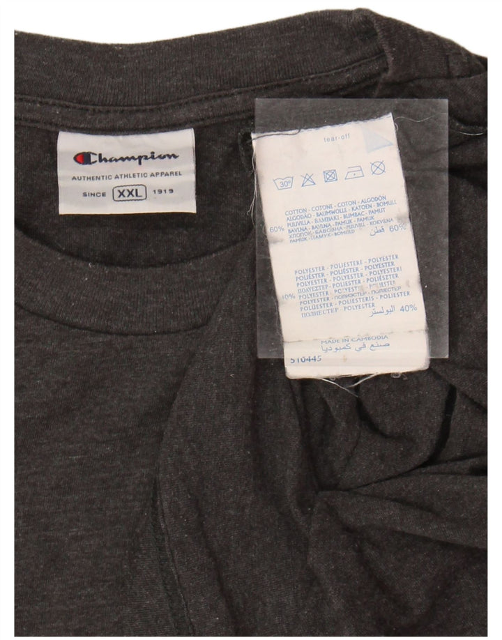CHAMPION Mens Graphic T-Shirt Top 2XL Grey Cotton