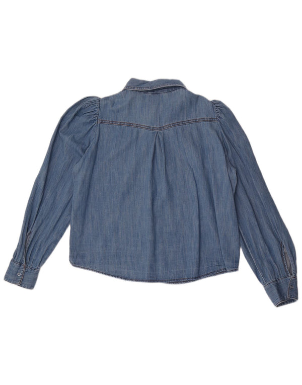 Zara Womens Denim Shirt UK 14 Medium Blue Cotton