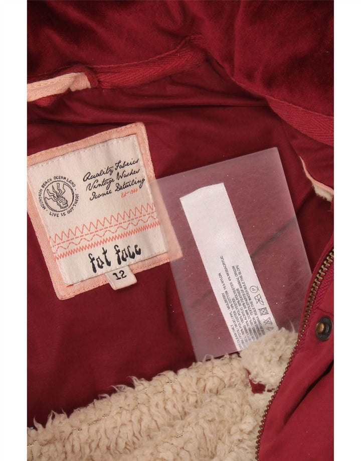 FAT FACE Womens Hooded Padded Gilet UK 12 Medium Burgundy Polyester