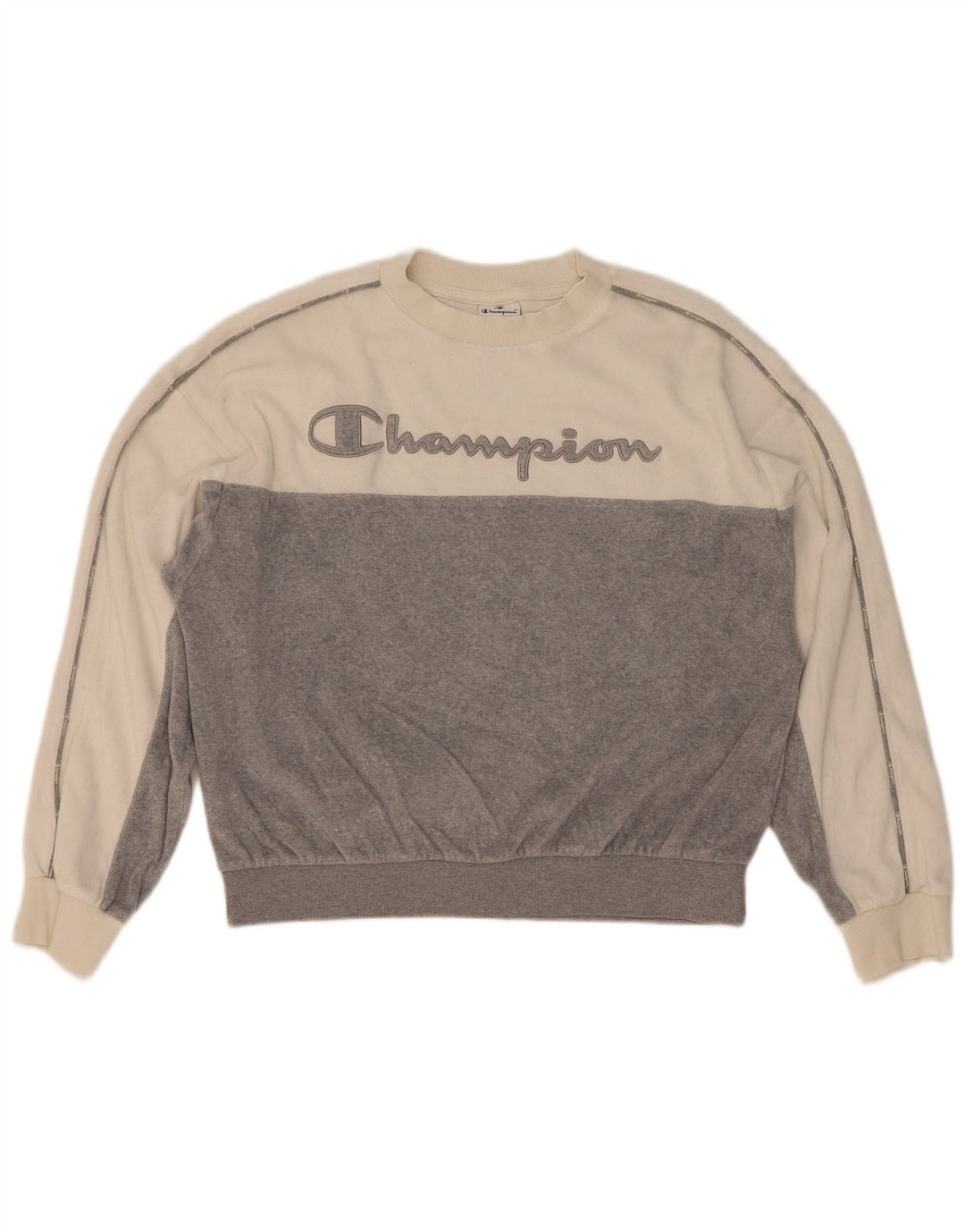 Champion Womens Graphic Sweatshirt Jumper UK 14 Medium White Colourblock