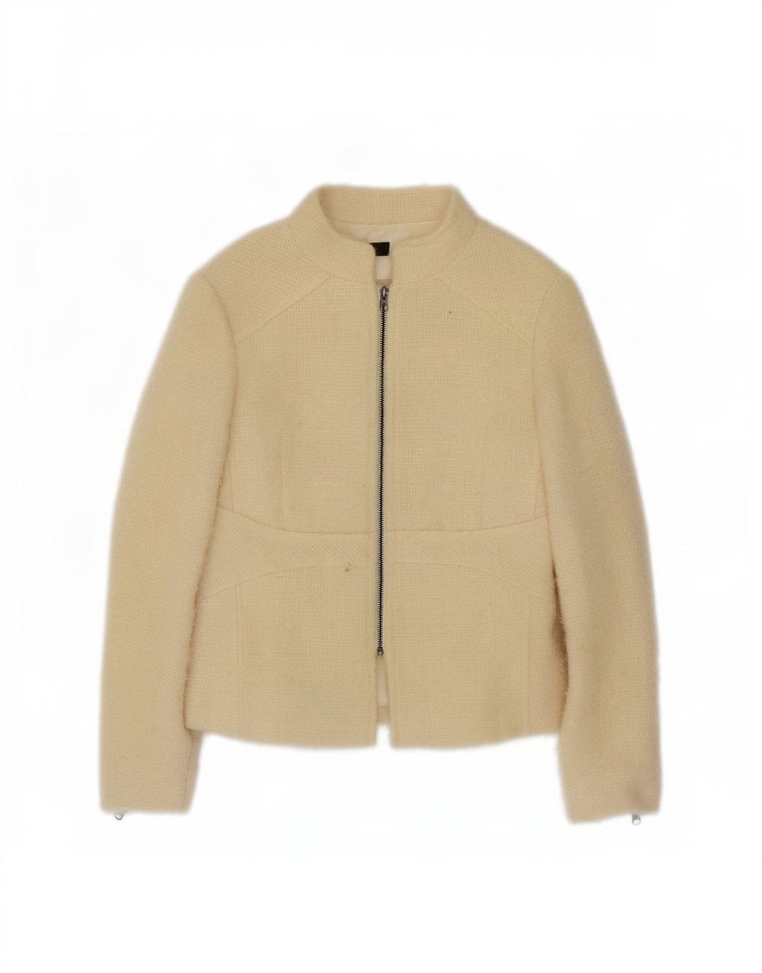 Zara Womens Full Zip Blazer Jacket EU 40 Medium Off White Wool