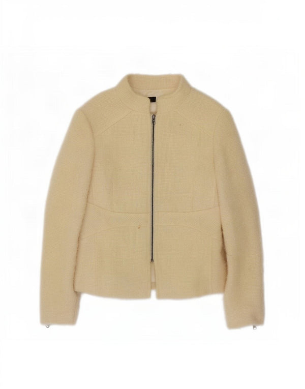 Zara Womens Full Zip Blazer Jacket EU 40 Medium Off White Wool