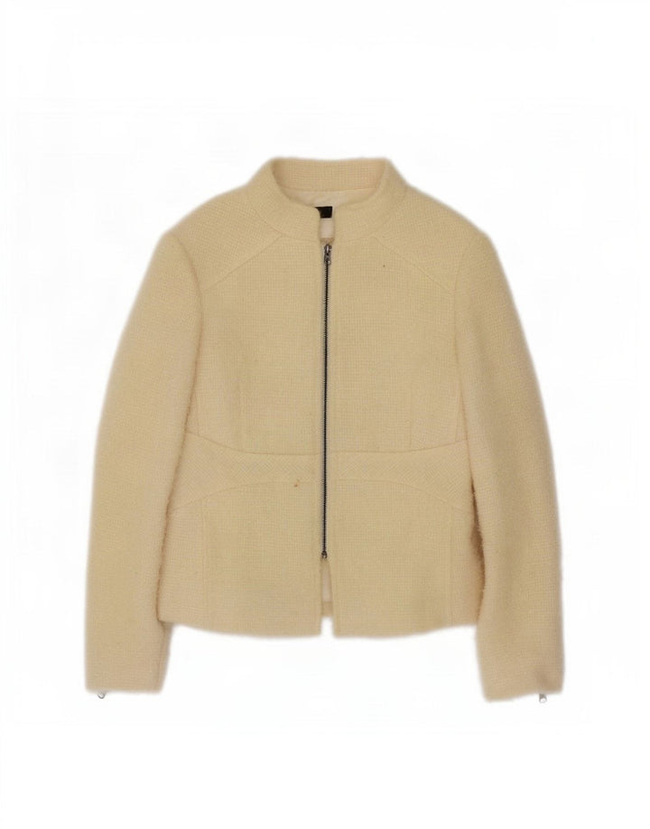 Zara Womens Full Zip Blazer Jacket EU 40 Medium Off White Wool