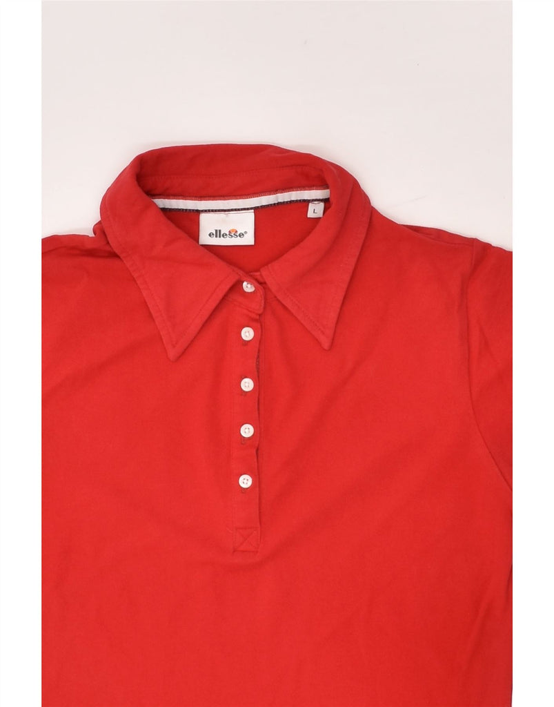 ELLESSE Womens Polo Shirt UK 14 Large Red Cotton | Vintage Ellesse | Thrift | Second-Hand Ellesse | Used Clothing | Messina Hembry 