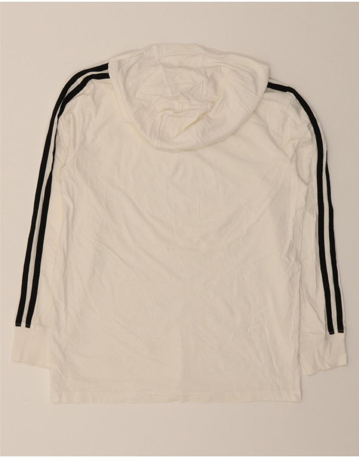 ADIDAS Boys Hooded Top Long Sleeve 11-12 Years Medium White Cotton Vintage Adidas and Second-Hand Adidas from Messina Hembry 