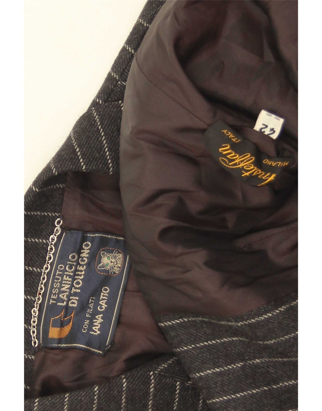 Vintage Womens 2 Button Blazer Jacket IT 42 Medium Black Pinstripe Wool