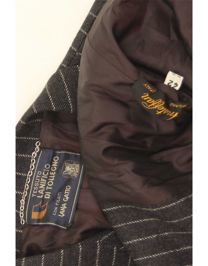 Vintage Womens 2 Button Blazer Jacket IT 42 Medium Black Pinstripe Wool