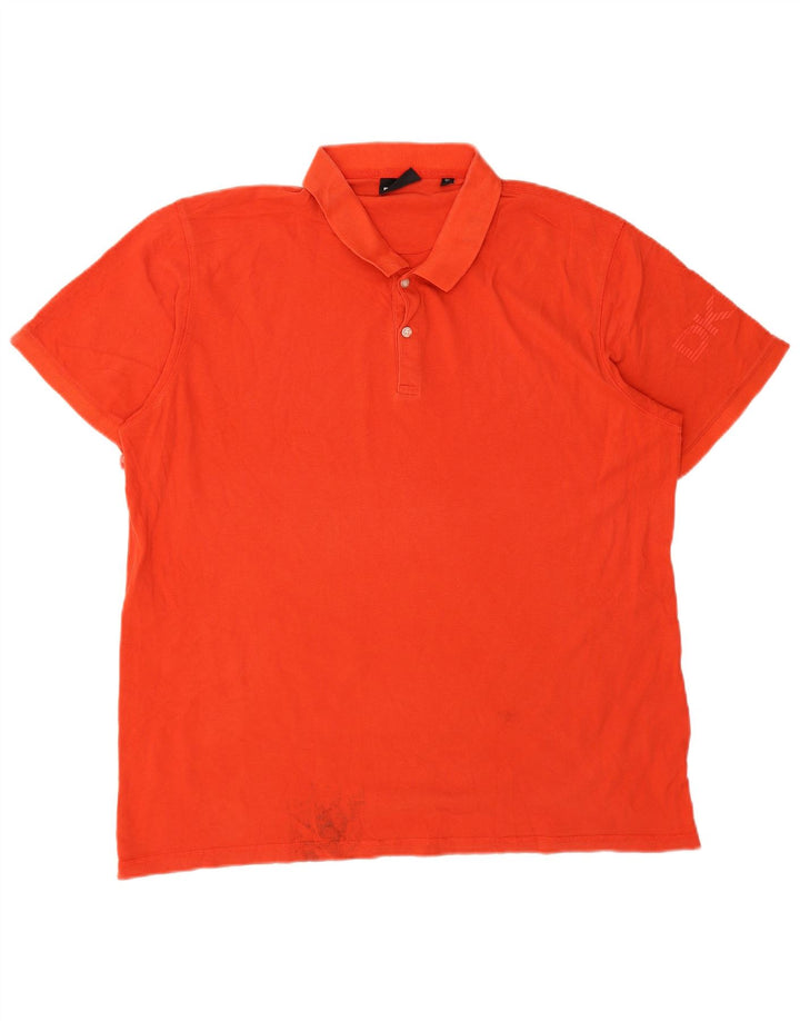 DKNY Mens Graphic Polo Shirt 2XL Orange Cotton